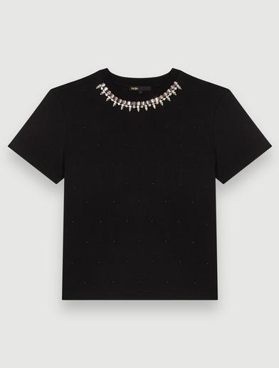Siyah Taş İşlemeli T-shirt