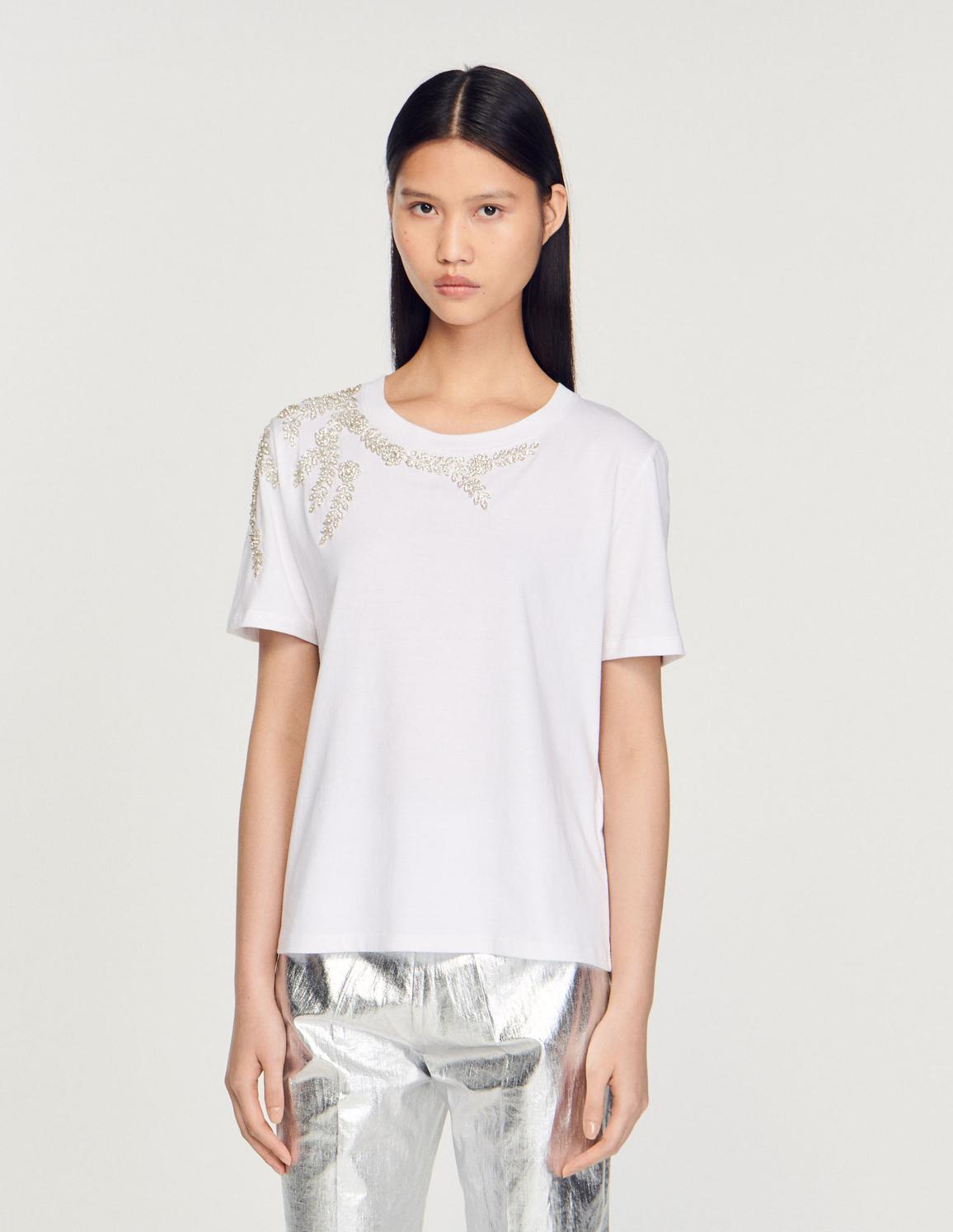 Taş İşlemeli Beyaz T-shirt