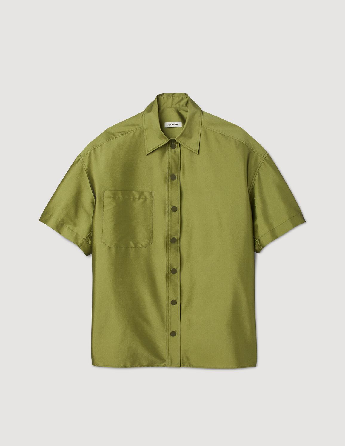 Oversize Yeşil Saten Gömlek