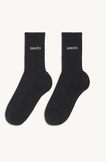  Logo Detaylı Siyah Çorap