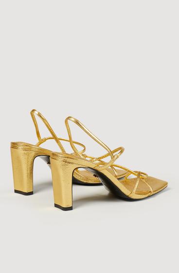  Metalik Gold Topuklu Sandalet