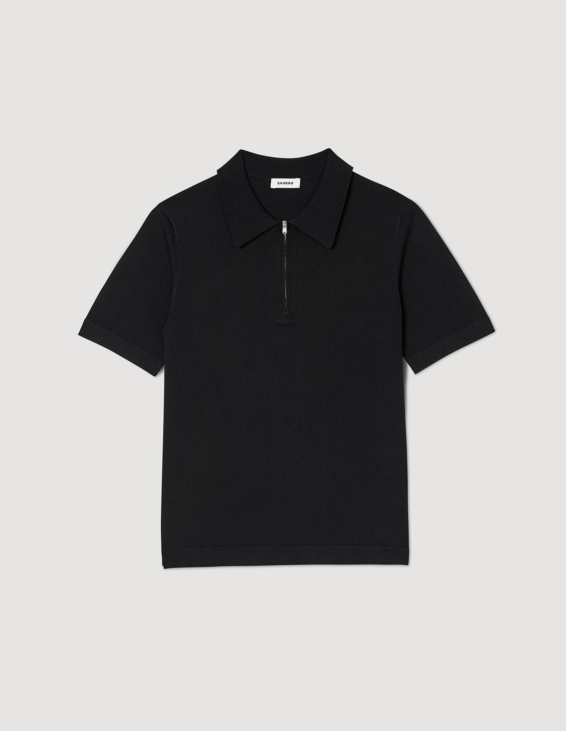 Fermuar Yakalı Siyah Polo T-shirt