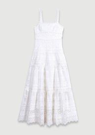 Güpürlü Beyaz Maxi Elbise