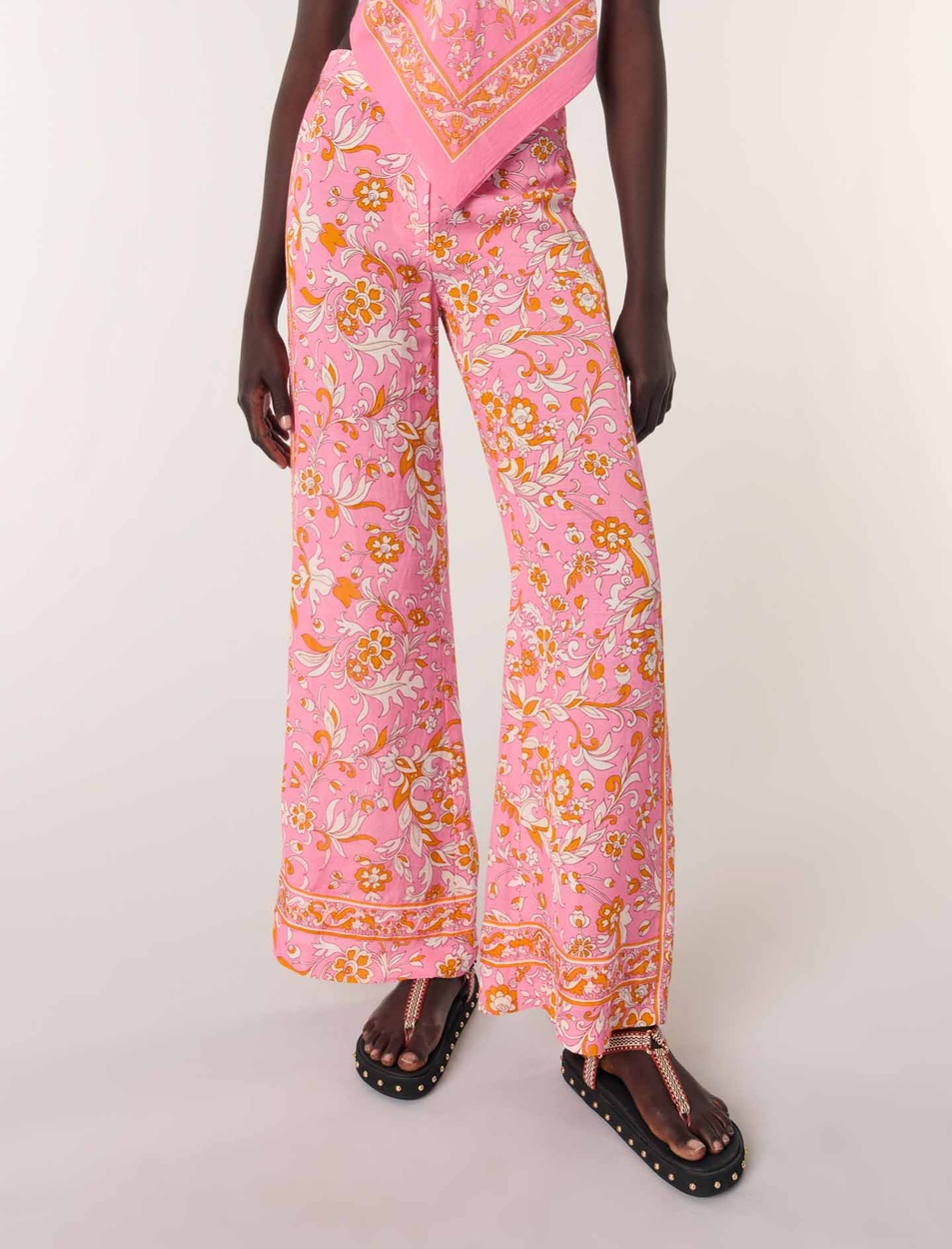  Floral Desenli Bol Paça Pantolon