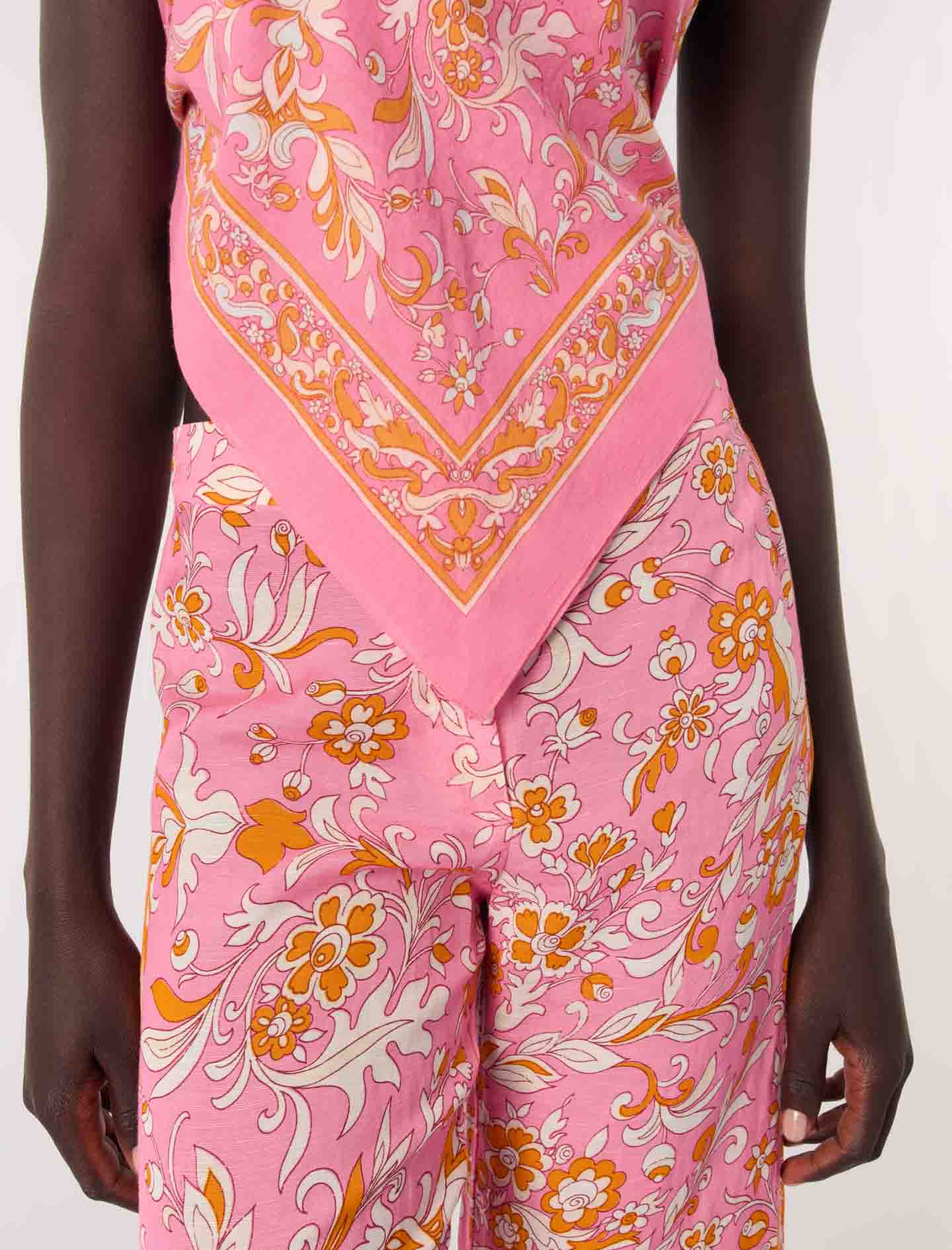  Floral Desenli Bol Paça Pantolon