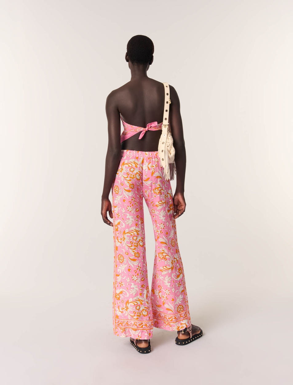  Floral Desenli Bol Paça Pantolon