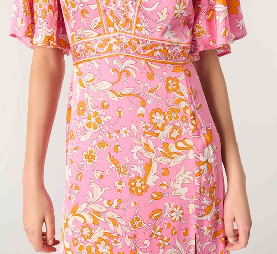 Floral Desenli Yırtmaçlı Elbise