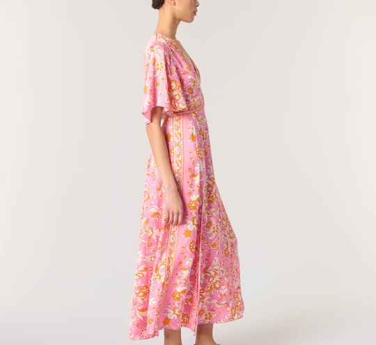 Floral Desenli Yırtmaçlı Elbise