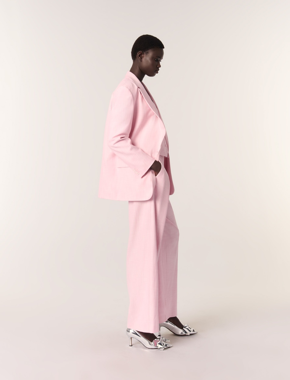  Düz Kesim Düğmeli Pembe Blazer Ceket